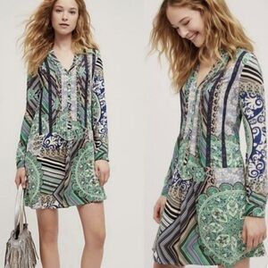 Anthropologie Tiny Caviana Paisley Shirt Dress Size XXS Boho Peasant Cottagecore